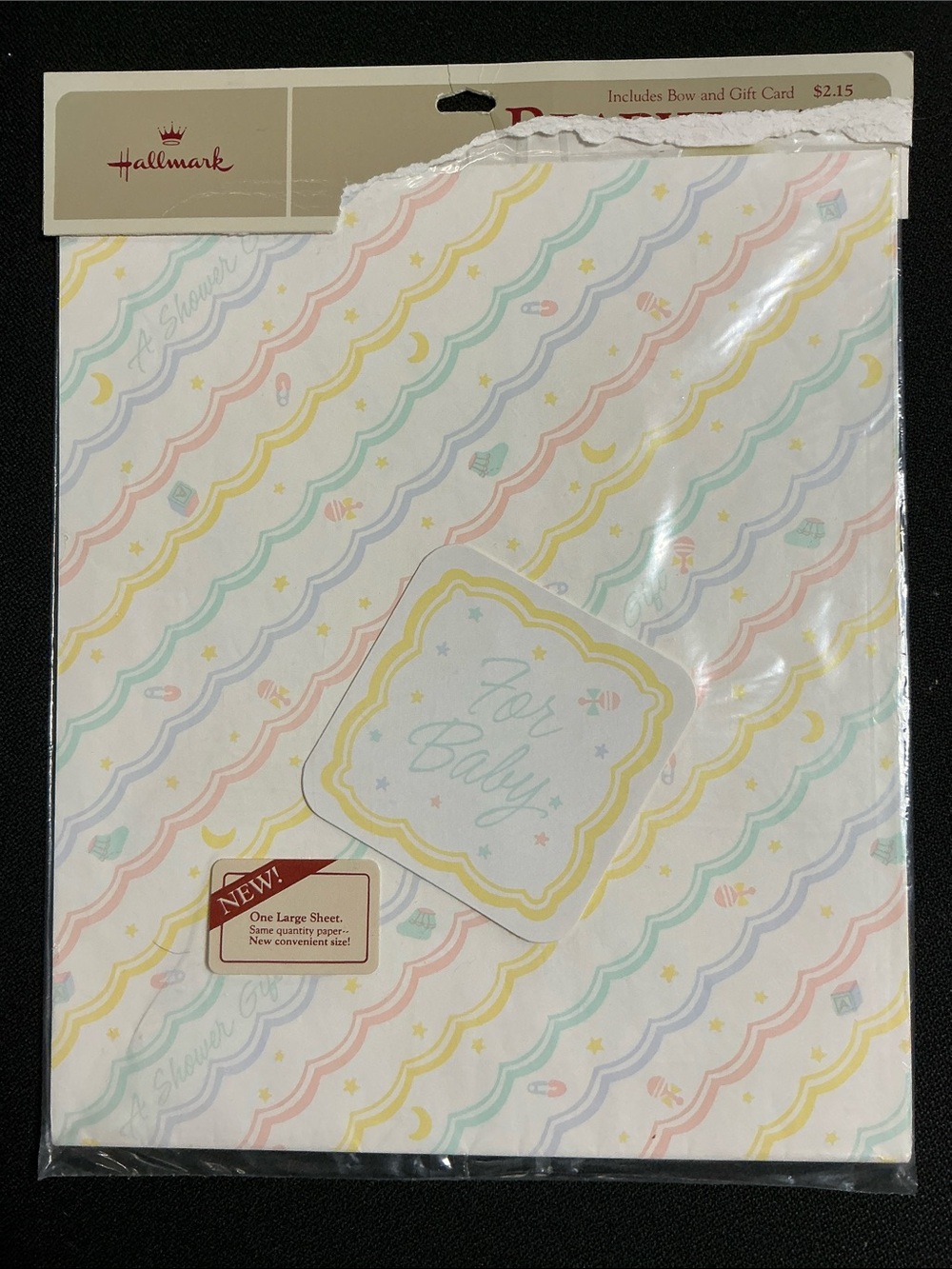 Vintage Hallmark Pastel Baby Shower Gift Wrap - Multi-Color